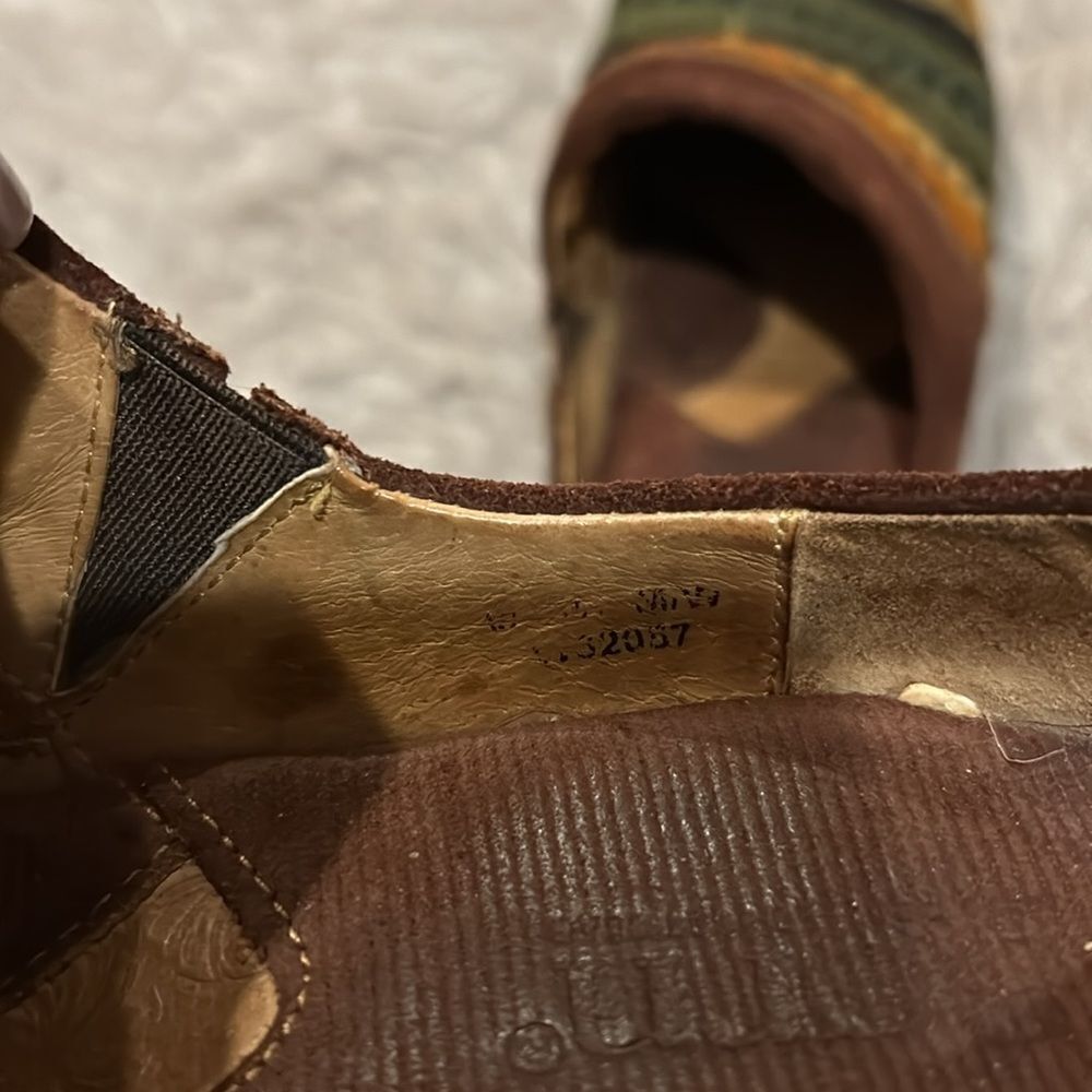 Born kimmy leather wool green, orange and yellow pattern slip‎ on clogs size 7 - Picture 9 of 10